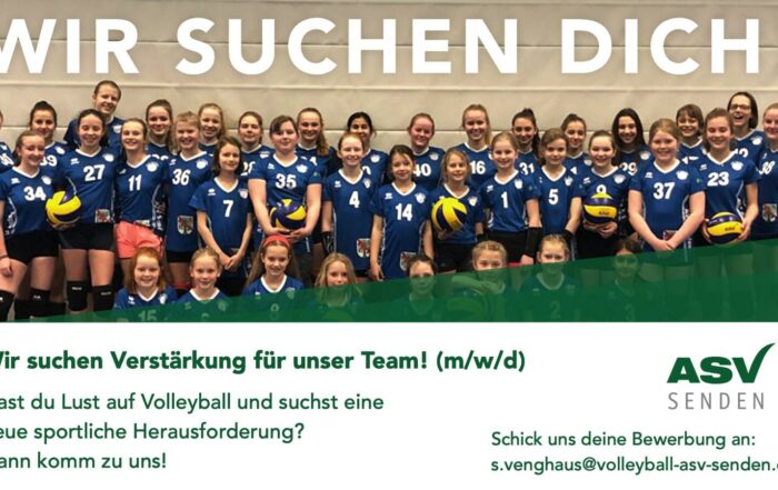 Verstärkung für das Team vom ASV Senden Volleyball gesucht. Suchen Volleyball Trainer.